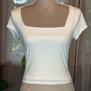 ☀️SUMMER CLEARANCE SALE☀️ Open Edit Fitted T-Shirt with Square Neckline